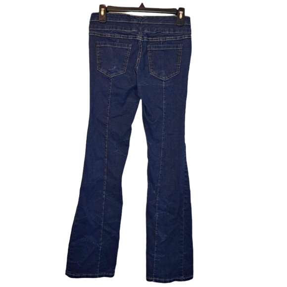 Amethyst Low-Rise Pull-On Front Seam Dark Wash Jeans Stretchy Size 3 - Picture 3 of 8